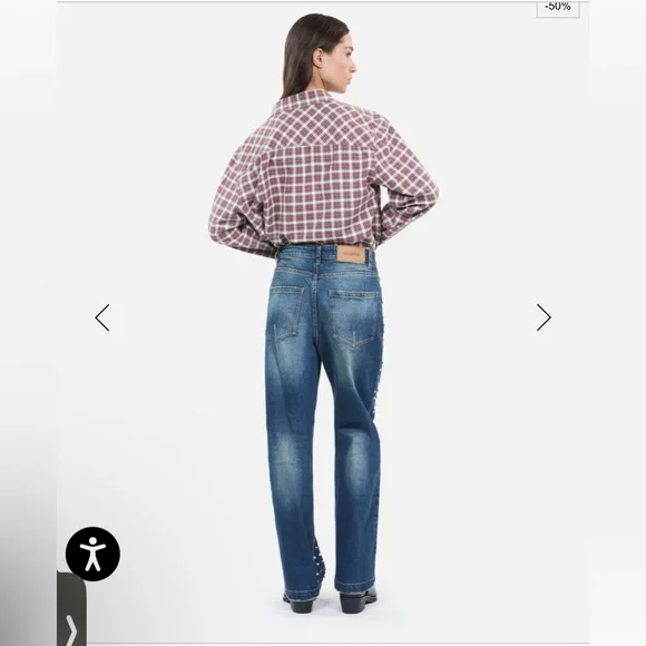 $675 NWT THE KOOPLES Studded Denim Blue Jeans FR 40 US 8 10